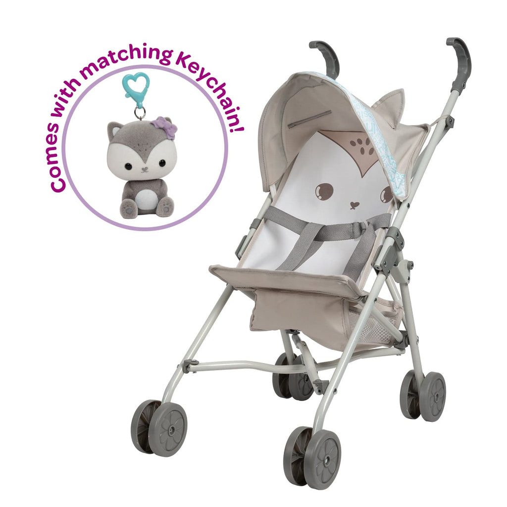 Be Bright Wolf Medium Shade Stroller with Clip-On Wolf Toy