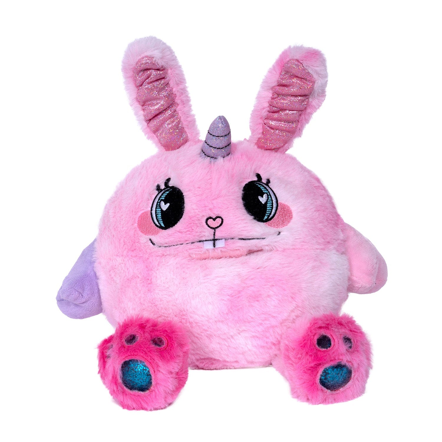 Adora's Bunny Hugs Cuddle Monster cute stuffed animal has ultra-soft faux fur to provide maximum soothing, plus built-in fidget toys in her paws, ears, and tail to provide sensory relief. She has a 1 lb. weighted body to help relieve anxiety and stress, plus her 7
