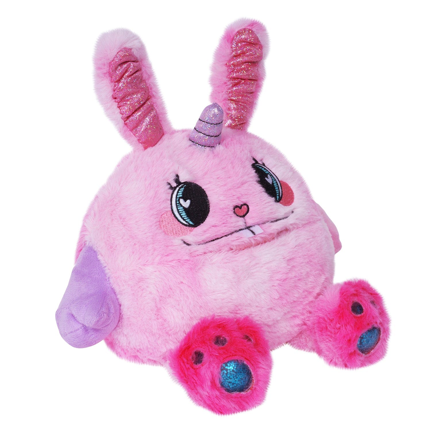 Adora's Bunny Hugs Cuddle Monster cute stuffed animal has ultra-soft faux fur to provide maximum soothing, plus built-in fidget toys in her paws, ears, and tail to provide sensory relief. She has a 1 lb. weighted body to help relieve anxiety and stress, plus her 7