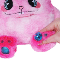 Adora's Bunny Hugs Cuddle Monster cute stuffed animal has ultra-soft faux fur to provide maximum soothing, plus built-in fidget toys in her paws, ears, and tail to provide sensory relief. She has a 1 lb. weighted body to help relieve anxiety and stress, plus her 7