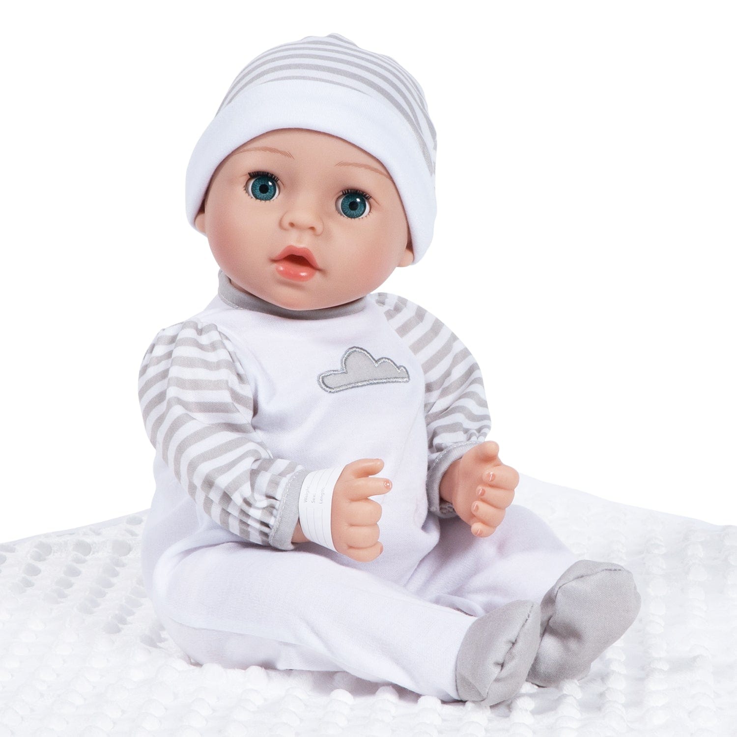 Gender-neutral baby doll set comes with one 16