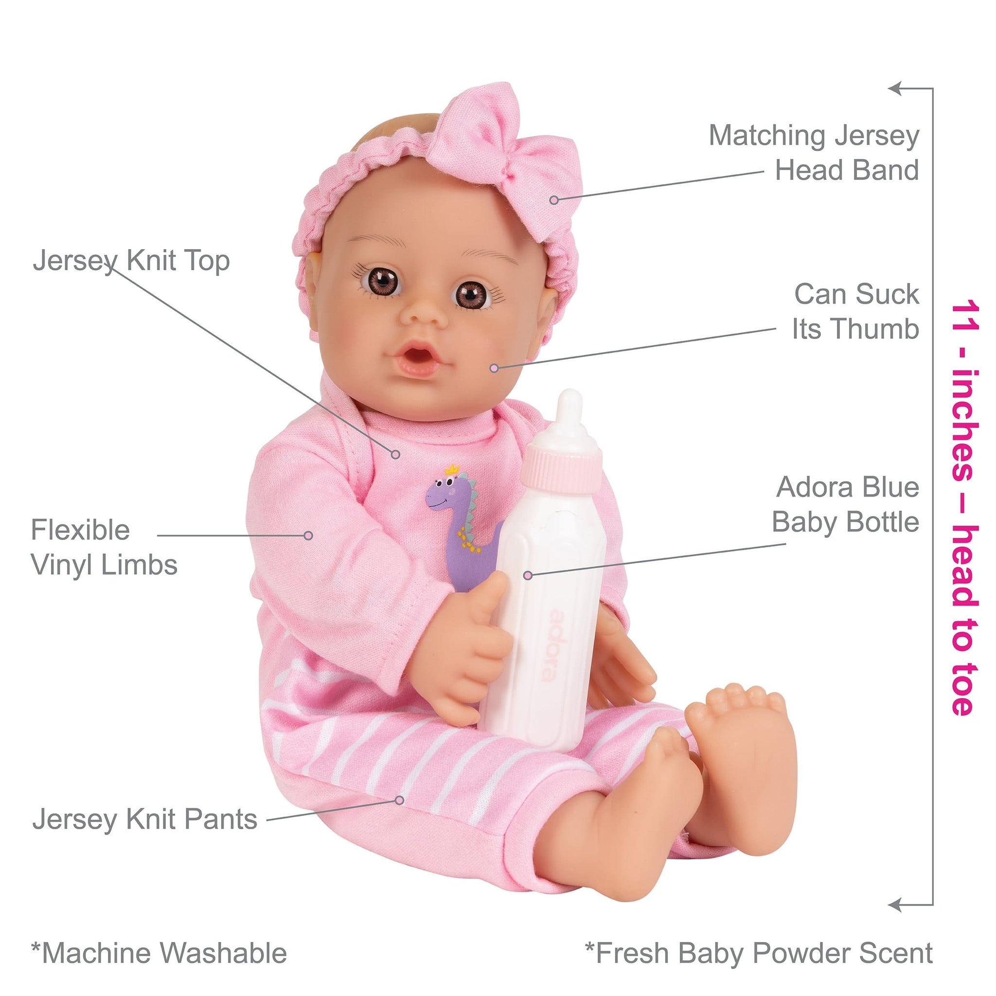 イヴ・サンローランBABY DOLL PINK COLLECTION Sweet Baby Pink Dino Girl – Adora