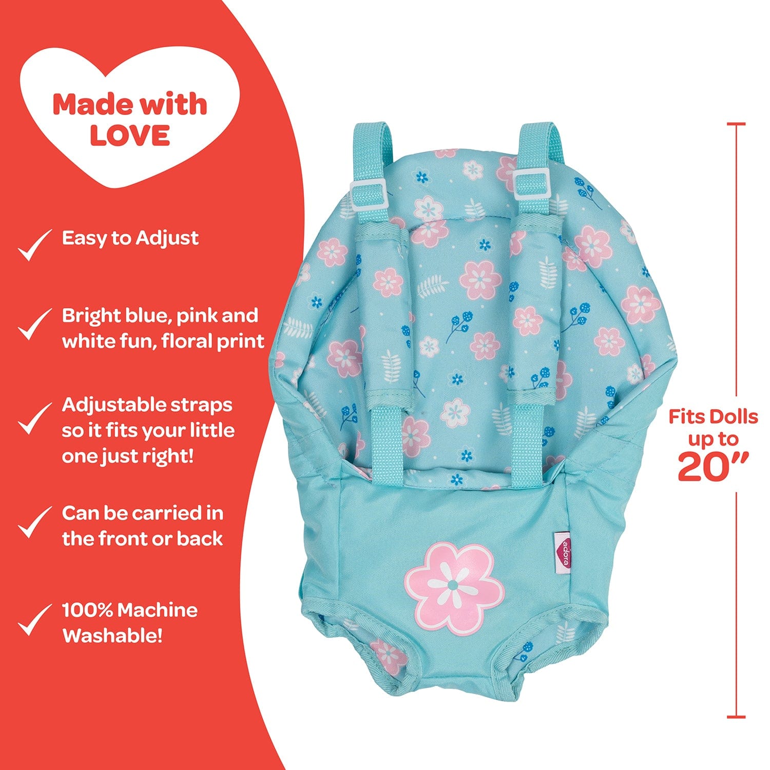 Adora Baby Doll Diaper Bag - Bright Flower Print, Doll Accessories