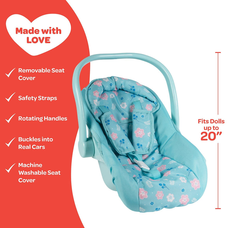Adora Baby Doll Car Seat - Blue Flower Power