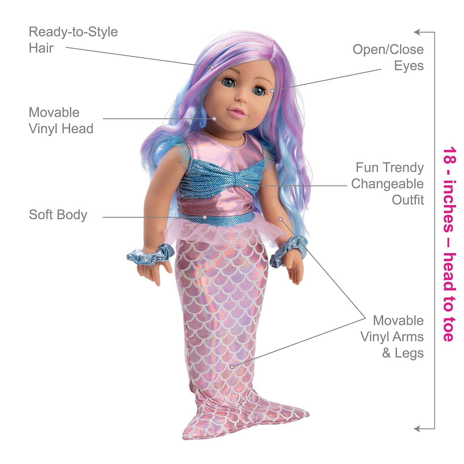 Amazing Girls 18 inch Doll Mermaid Millie – Adora