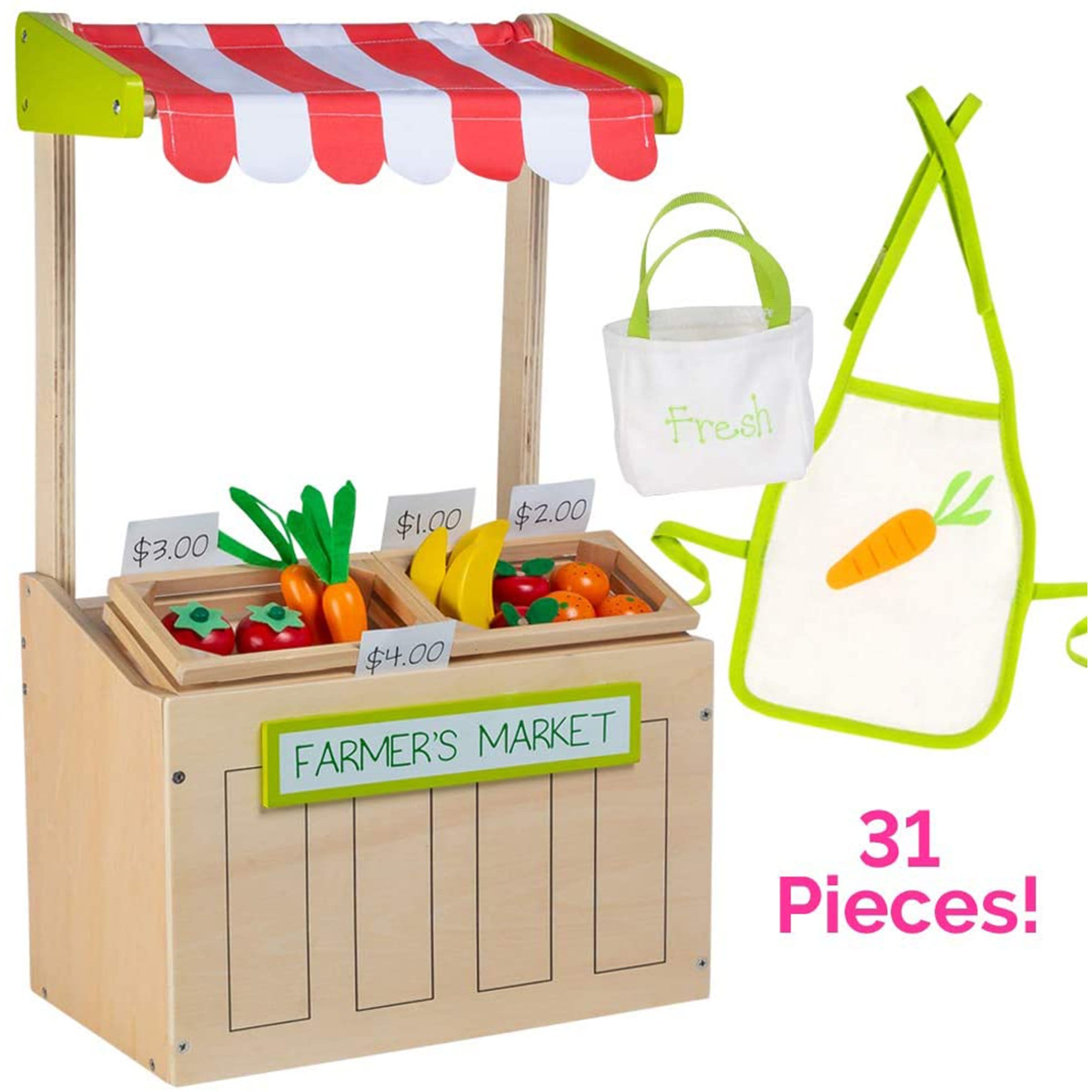 Farmers Market Play Fruit Stand Robotime Toy Grocery Store For