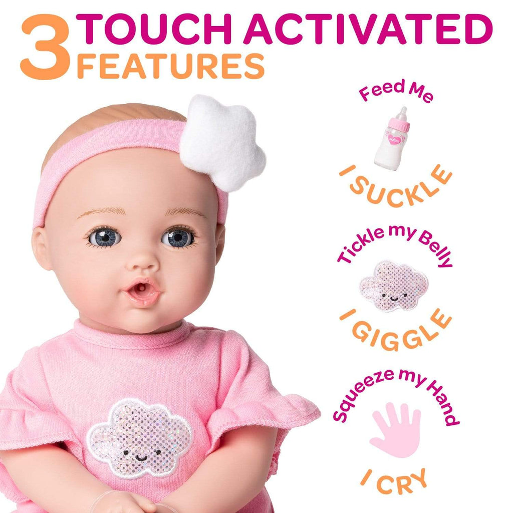 Adora 13 inch Cry Baby Doll - NurtureTime Baby - Soft Pink - Blue Eyes