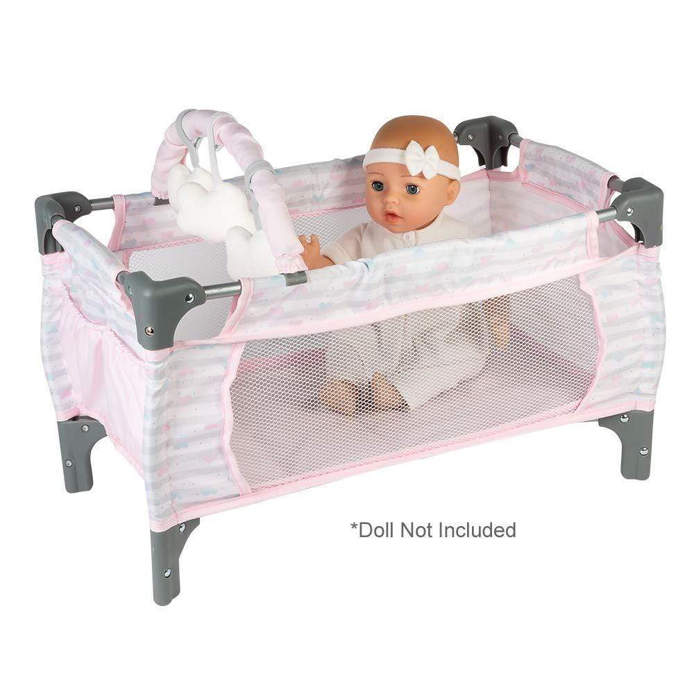 Adora Deluxe Baby Doll Pack N Play Changing Table Set Pastel Pink Hearts