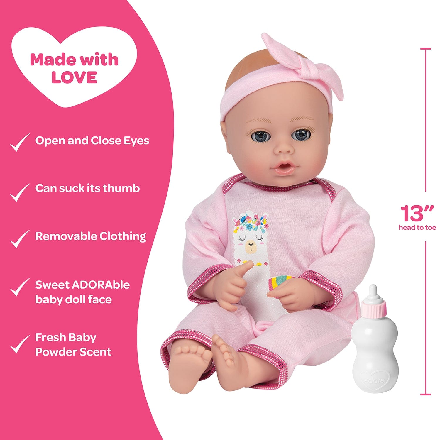 Adora PlayTime Llama Pajamas Baby Doll, Doll Clothes & Accessories Set