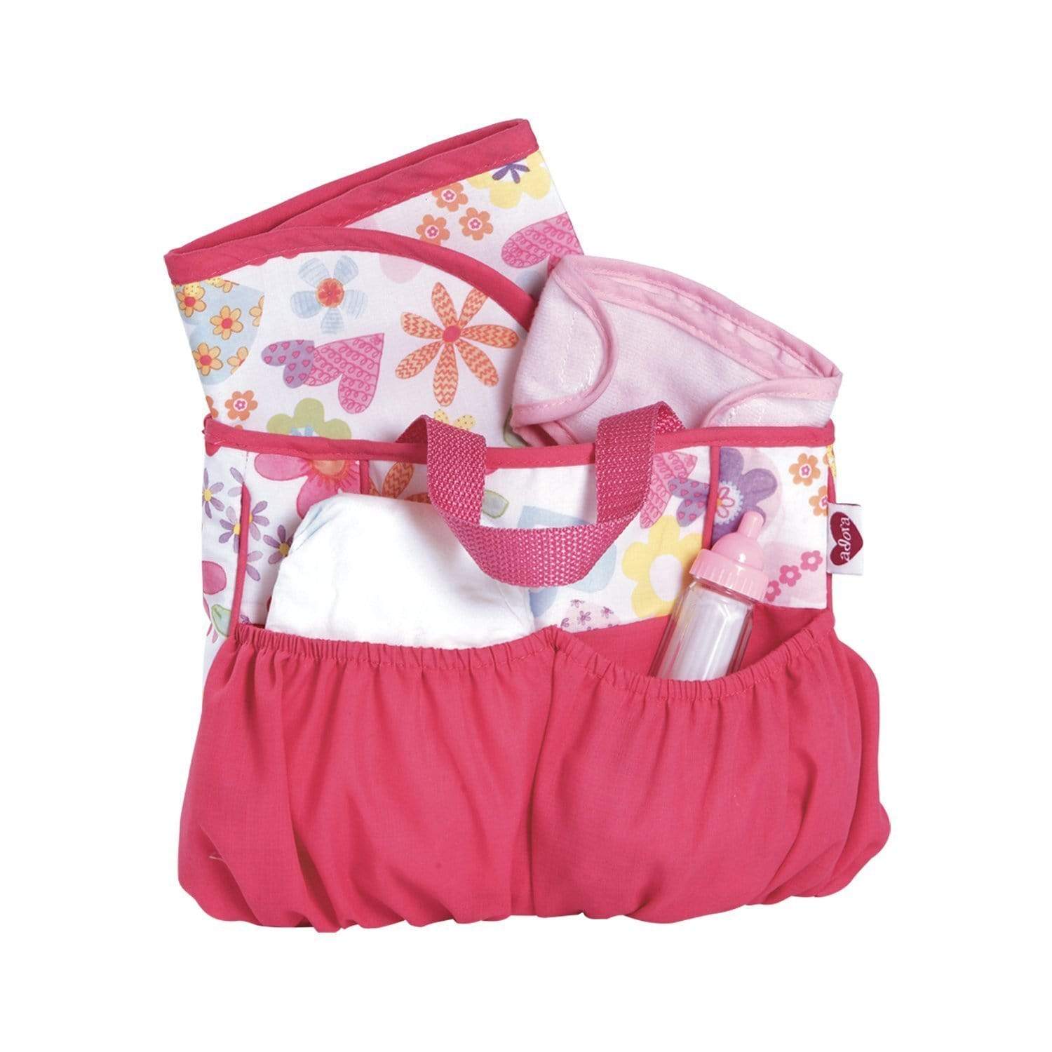 Adora Baby Doll Diaper Bag Doll Accessories Set Pink Flower Power