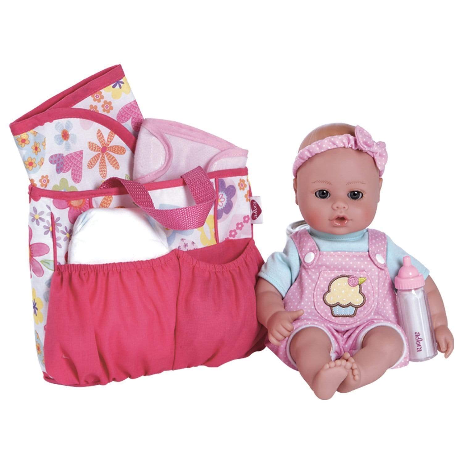 Adora Baby Doll Diaper Bag - Bright Flower Print, Doll Accessories