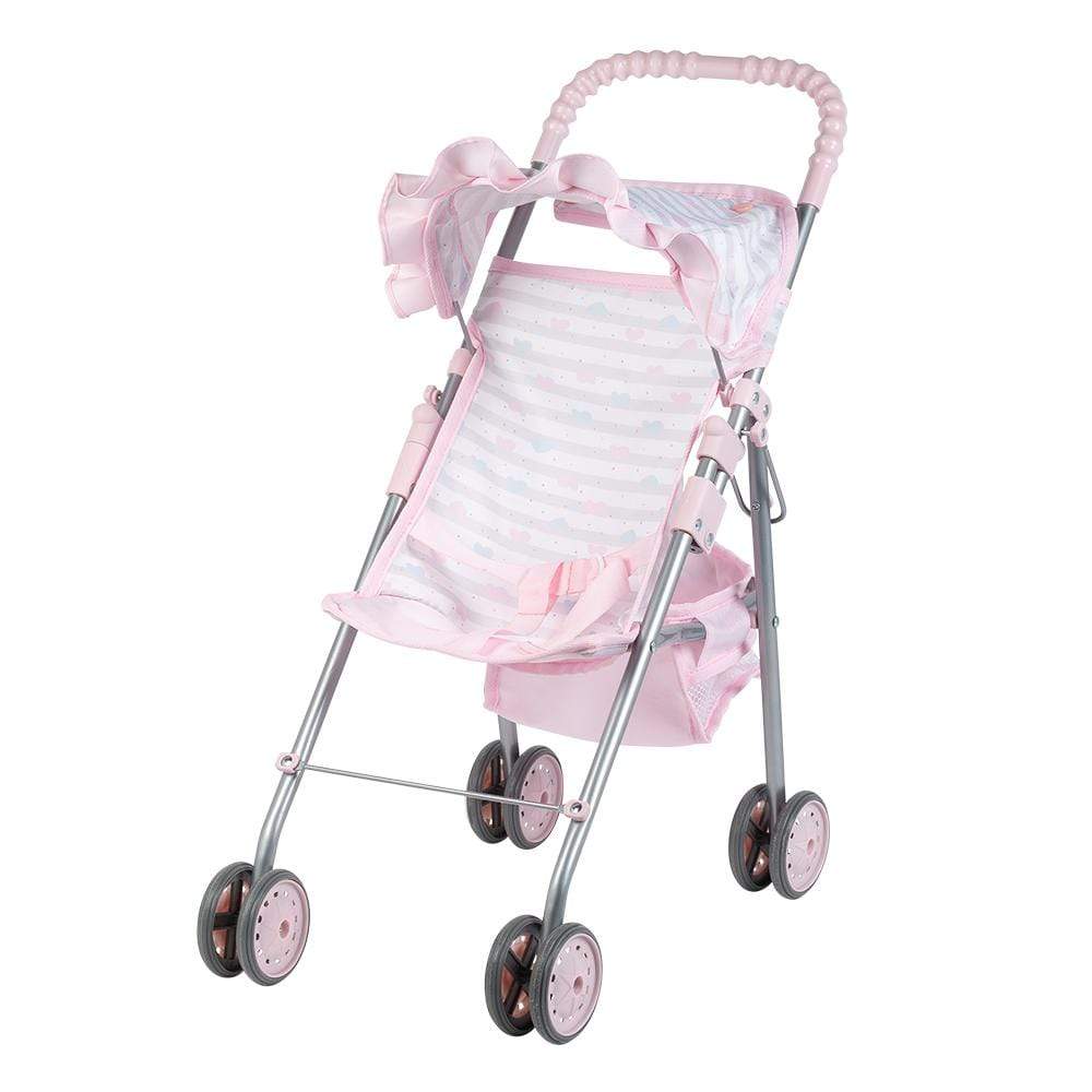 Adora Doll Stroller, Grey & Soft Pink Print Medium Shade Umbrella